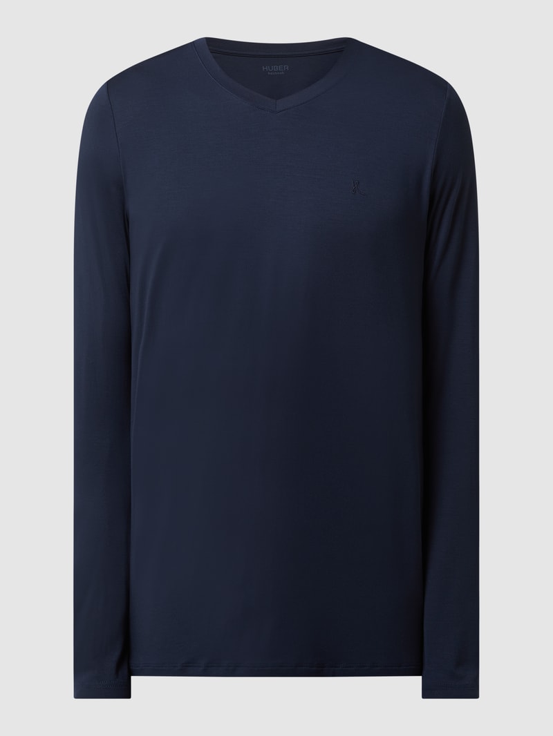 Pyjama-Oberteil mit Stretch-Anteil in marineblau