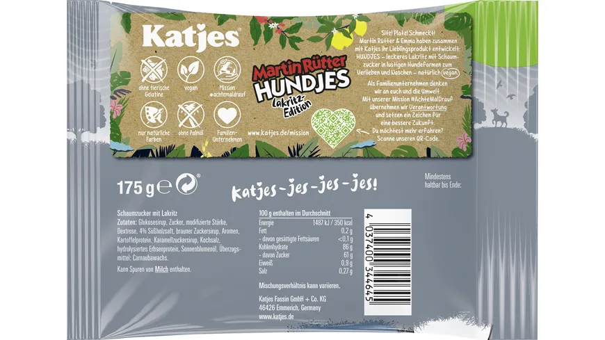 Katjes Fruchtgummi Martin Rütter Hundjes vegan 175 g
