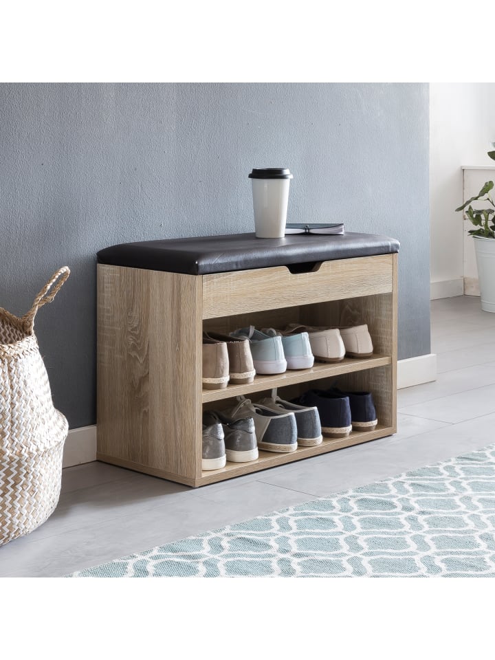 KADIMA DESIGN Schuhbank mit Sitzfläche Garderoben-Bank Holz 60 x 40 x 30 cm, in Sonoma günstig kaufen onesize