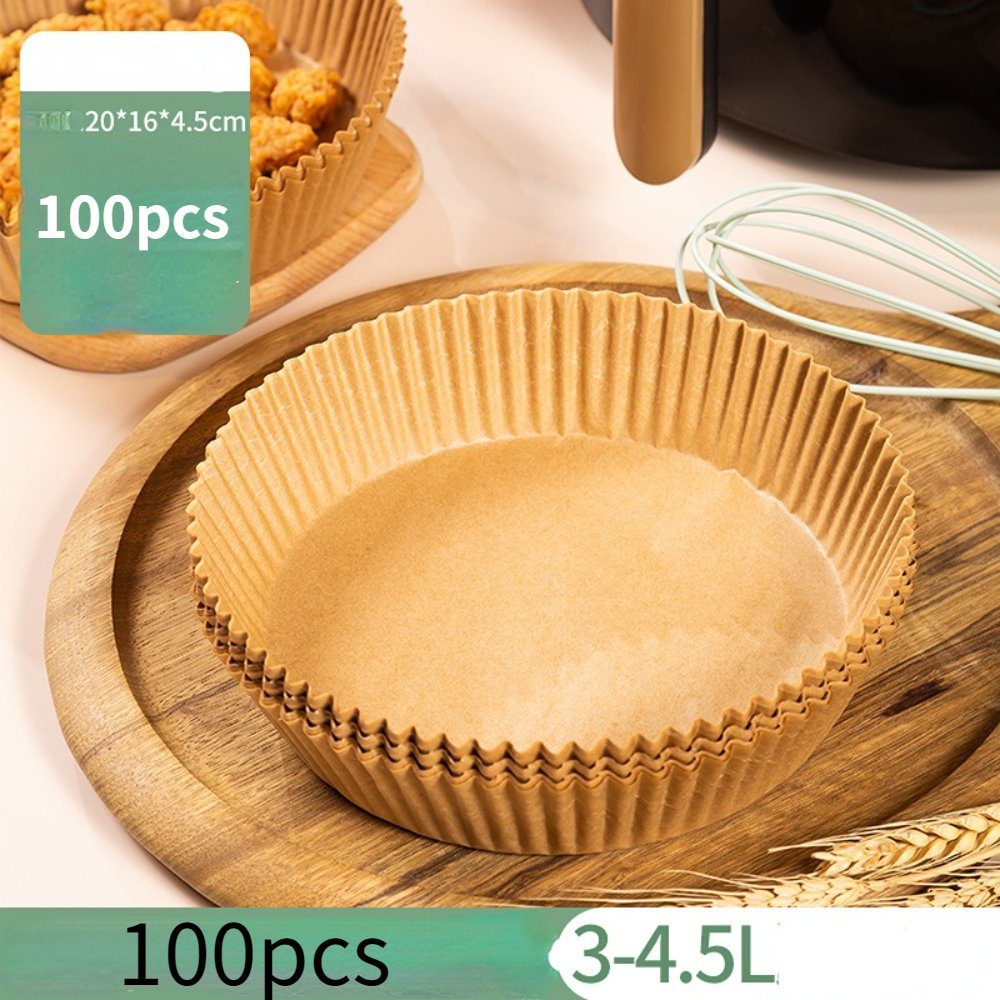 Yunnker Backpapier 100 Stück Backpapier für Heißluftfritteuse, Airfryer Backpapier, 16cm*4.5cm Geeignet für 3–4,5 l Heißluftfritteuse