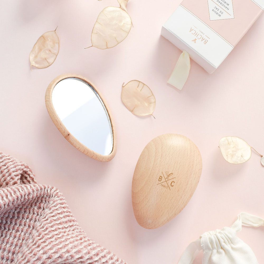 Bachca Miroir à main + pochette Accessoire de beauté