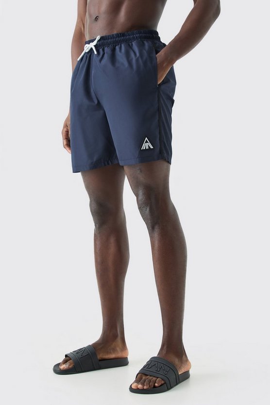 Mittellange Man Badehose mit Paspeln