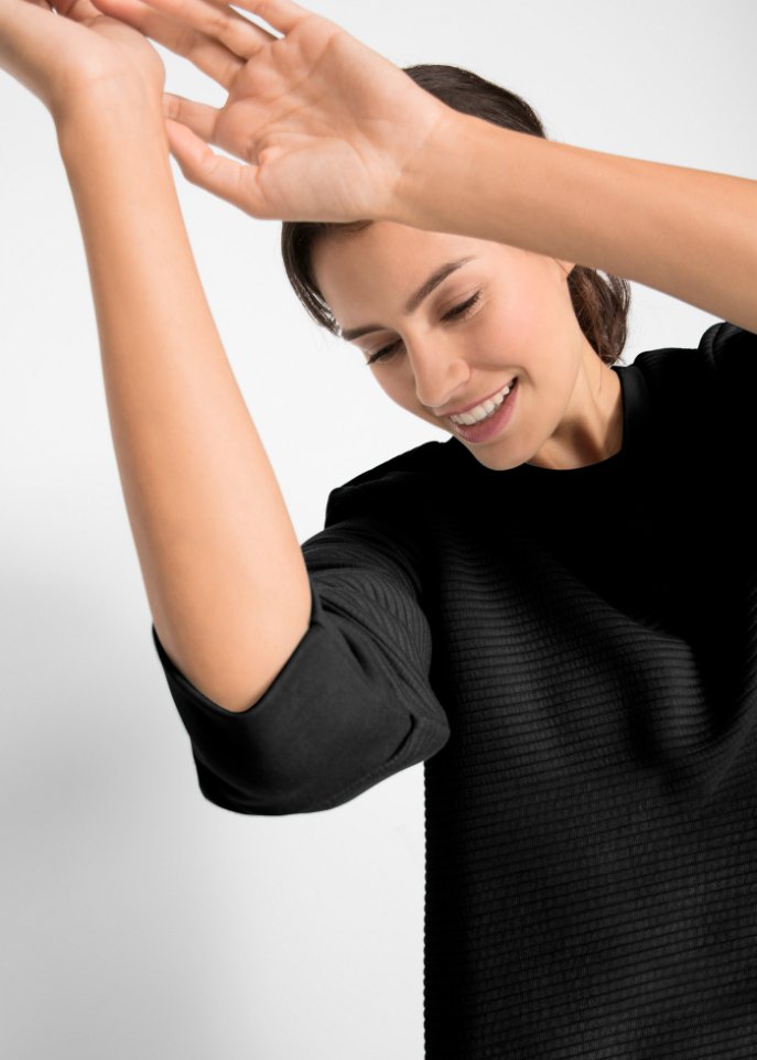 Langes Sweatshirt Tunika mit Struktur in A-Line, 3/4 Arm