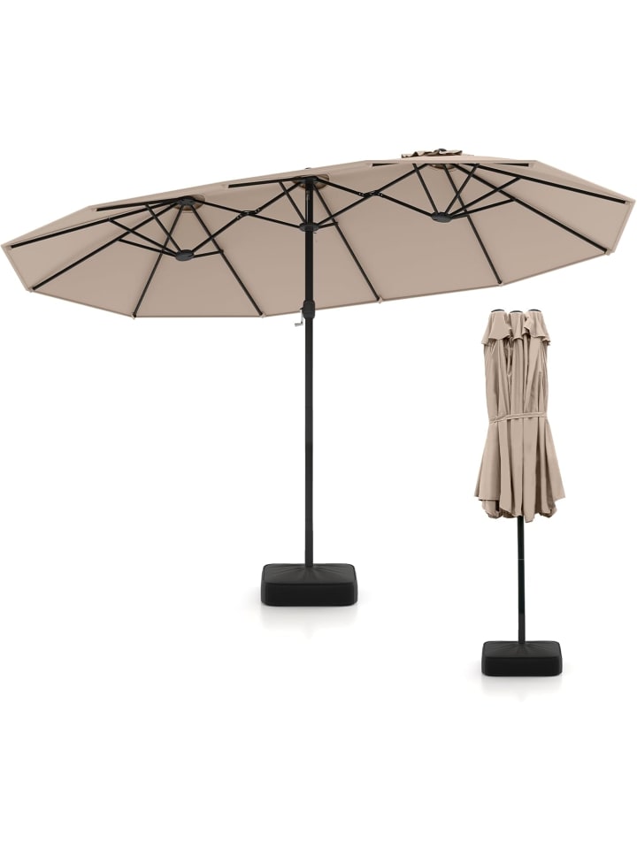 COSTWAY Doppelsonnenschirm mit Ständer 443x265cm in Braun günstig kaufen onesize