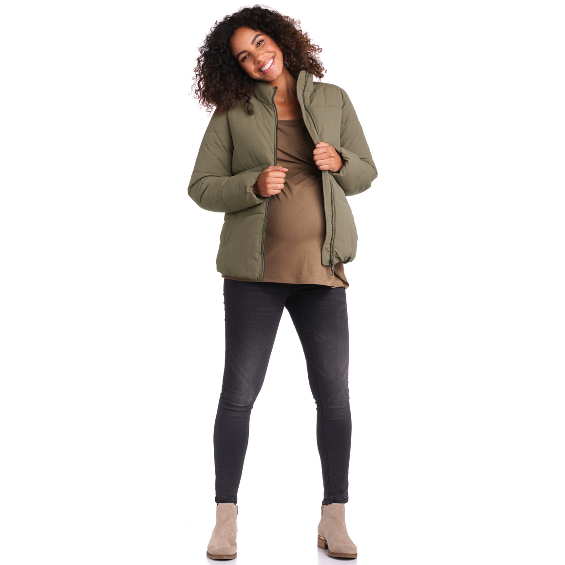 Damen Umstands-Pufferjacke mit Stehkragen