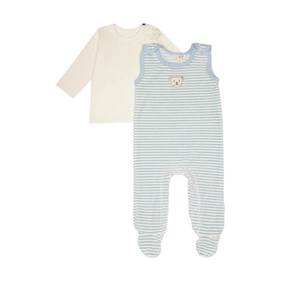 Set Strampler + T-Shirt langarm GOTS, hellblau