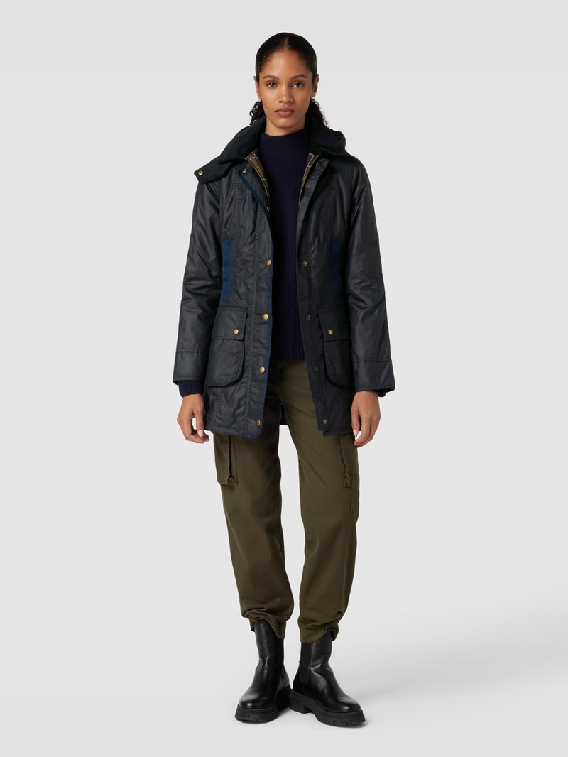 Jacke mit geripptem Umlegekragen Modell 'BOWER' in marineblau