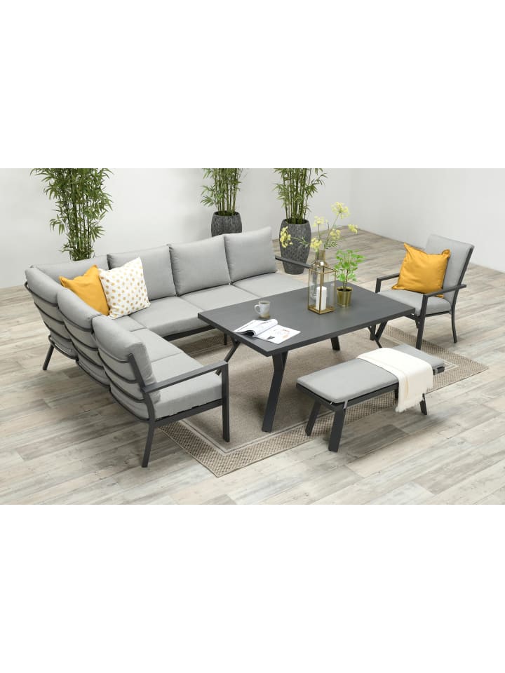 GMD Living Gartenmöbel Set SERGIO in Farbe Gestell Schwarz / Polster Hellgrau günstig kaufen onesize