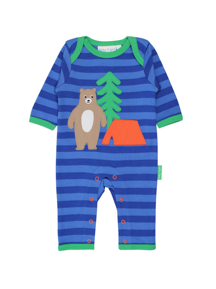 Toby Tiger Schlafanzug mit Bären Applikation in blau günstig kaufen