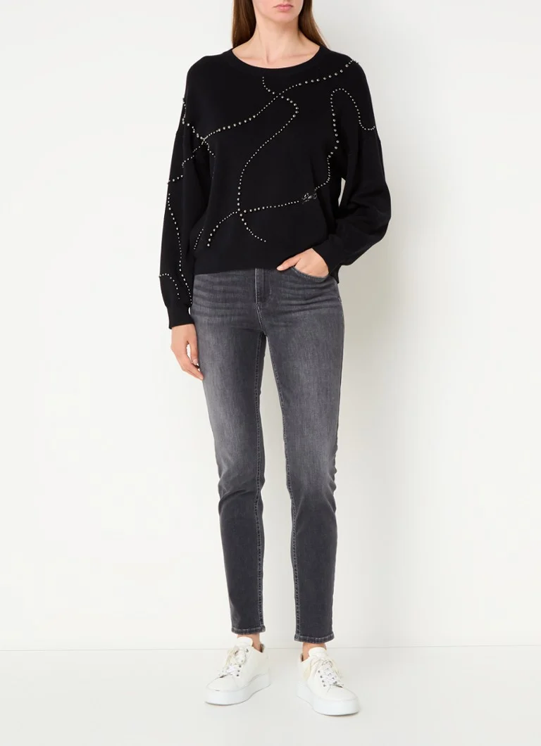 Liu Jo Fine-knit sweater with bead decoration