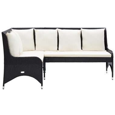 vidaXL Loungesofa Garten-Ecksofa 2-tlg. Poly Rattan Schwarz, 2 Teile