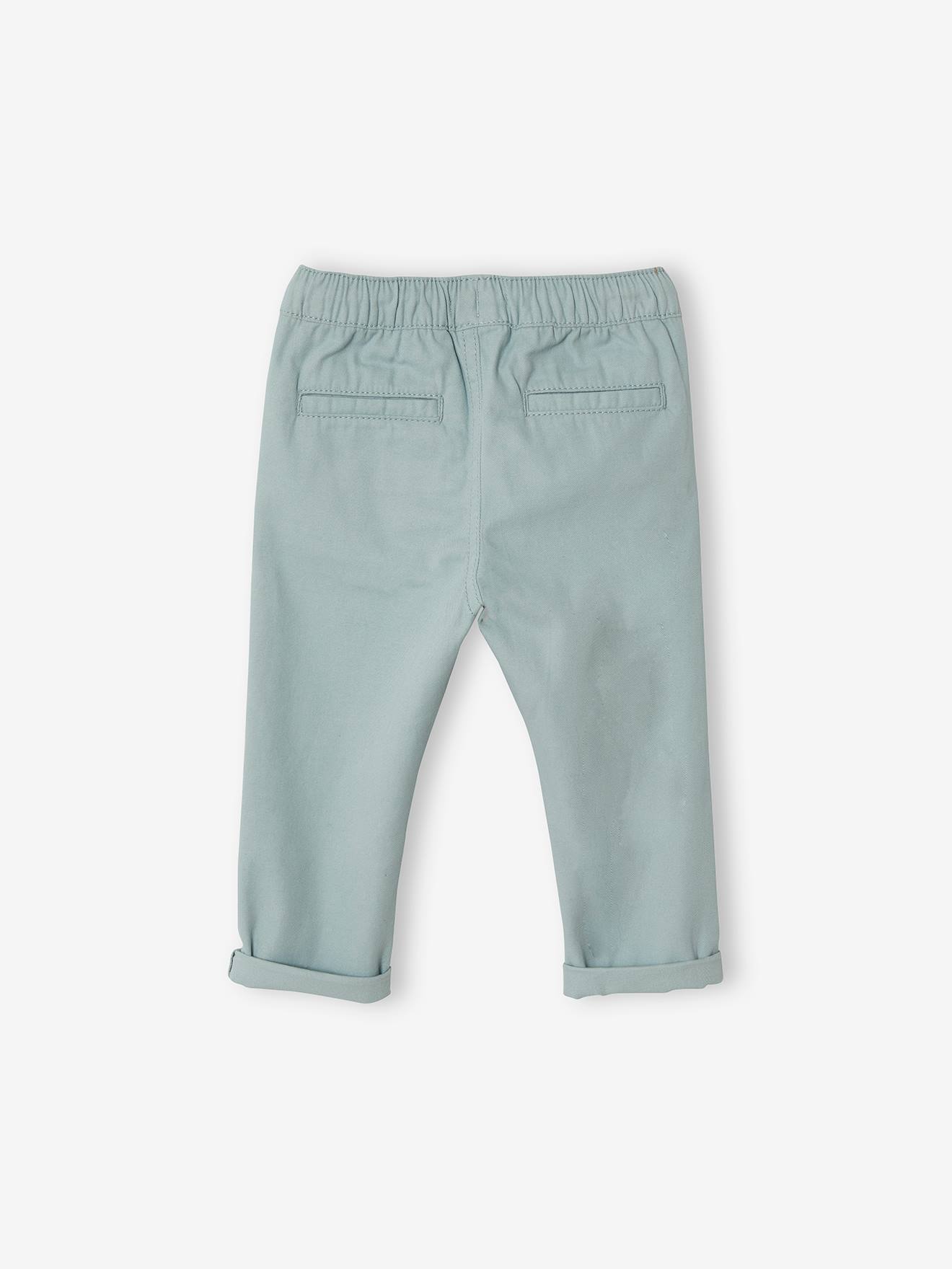 Pantalon bébé garçon en toile à taille élastiquée noix de pécan