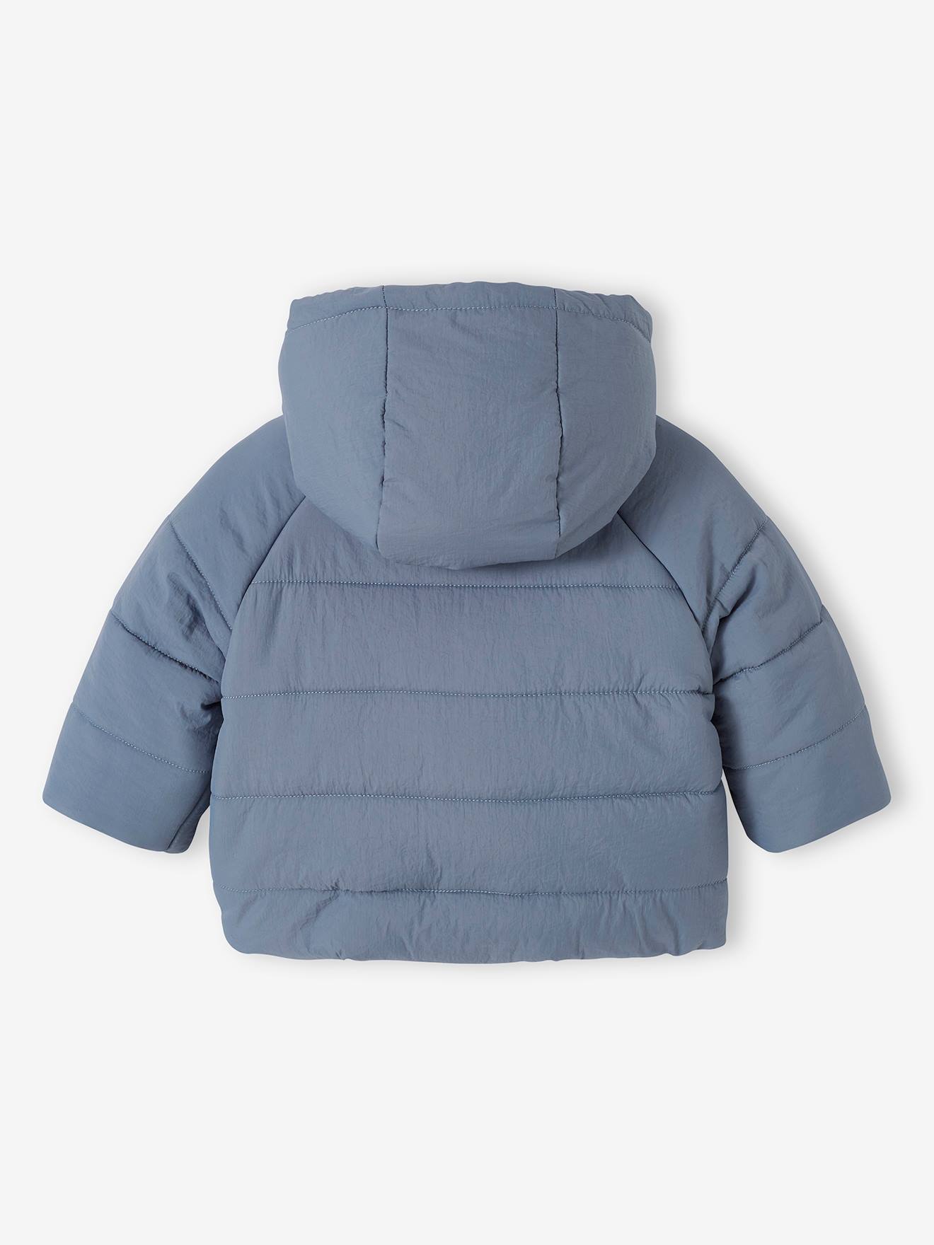 Vertbaudet Baby Winterjacke mit abnehmbarer Kapuze, Recycling-Polyester - graublau