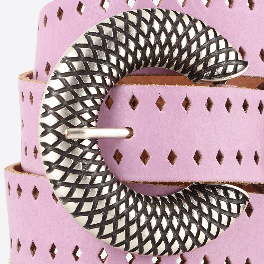 HOELA  Ceinture Femme en cuir mauve ajouré