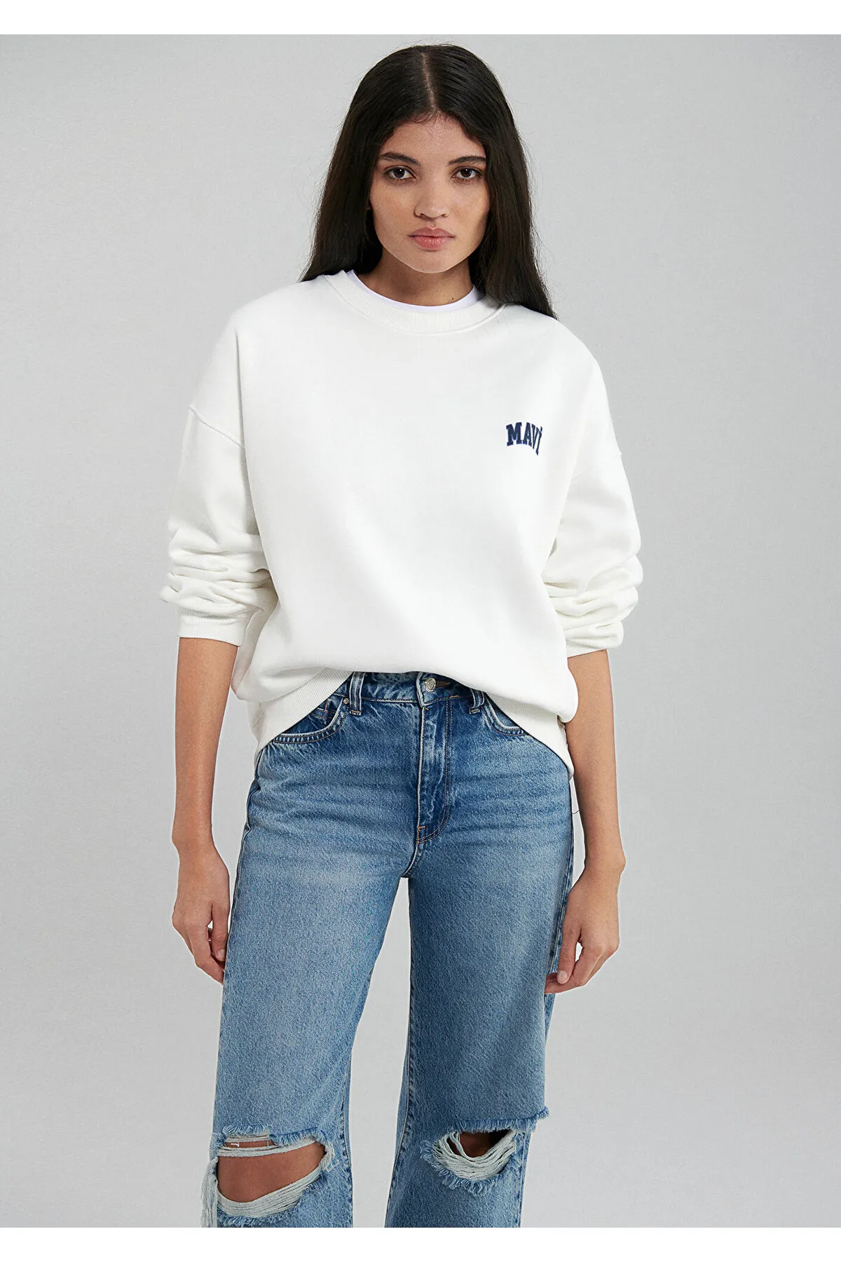 Mavi  Weißes Sweatshirt mit Logo-Print1611600-81964