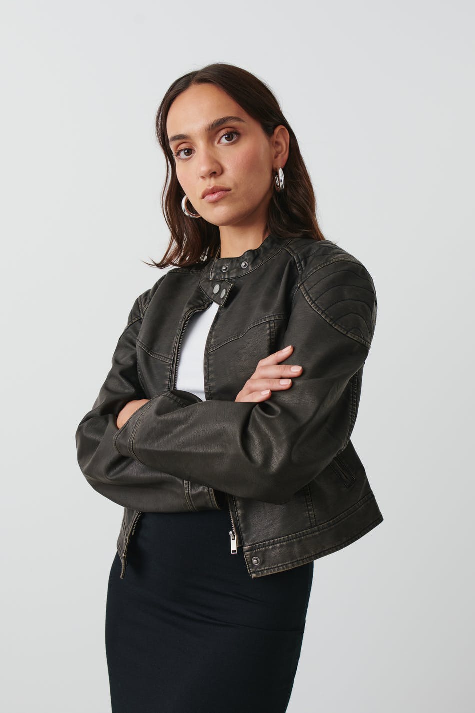 Washed biker jacket
