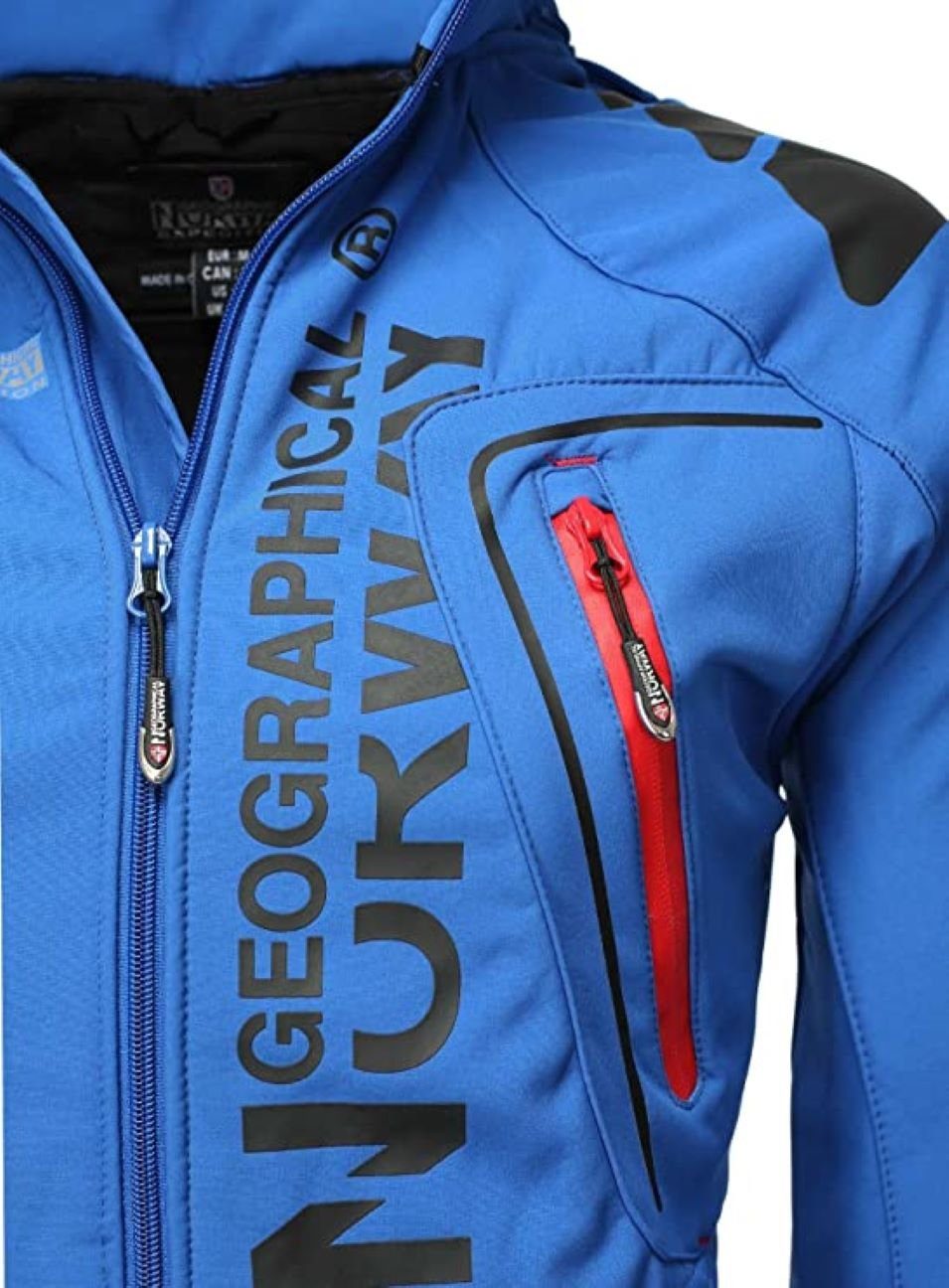 Geographical Norway Softshelljacke Herren Outdoor Jacke Techno Blau (1-St) Mit Kapuze