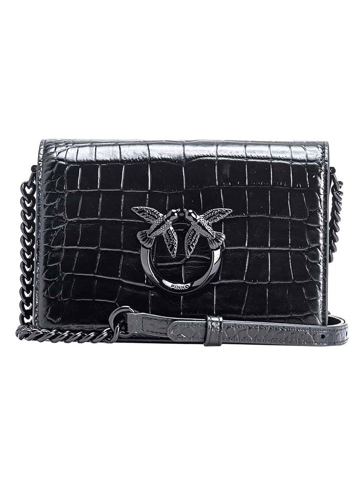 Pinko Leder-Umhängetasche in Schwarz - (B)19 x (H)13 x (T)7 cm günstig kaufen onesize