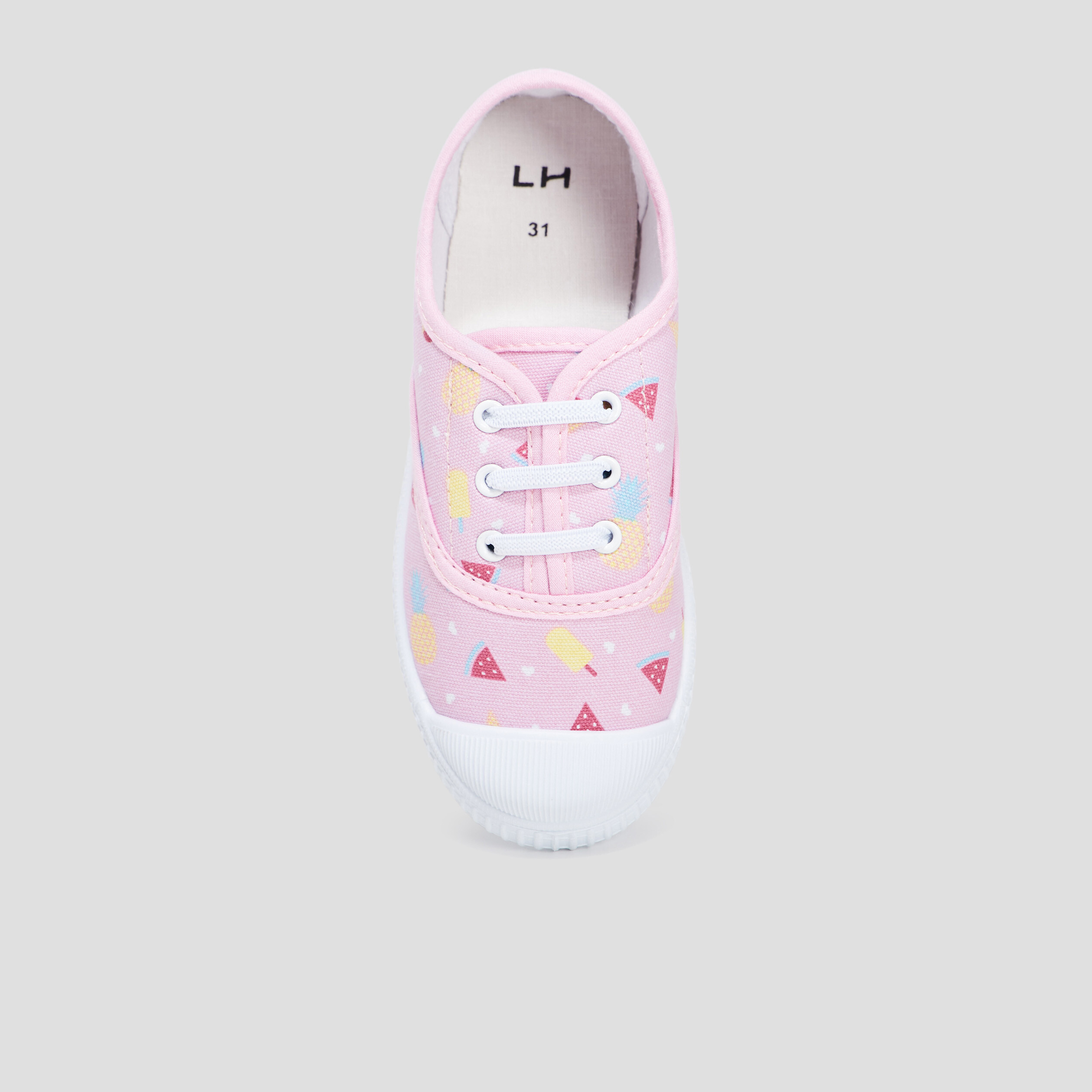 Tennis en toile à lacets rose fille | La Halle