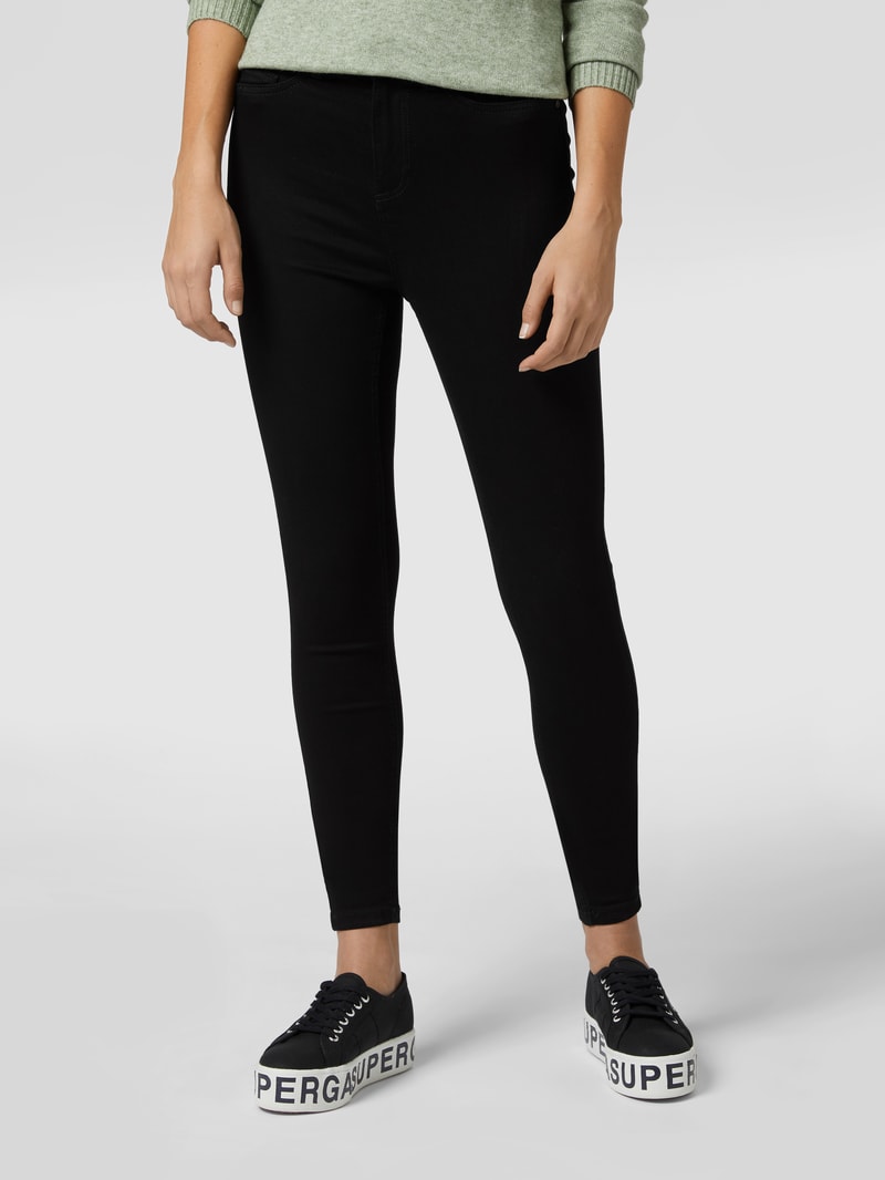Skinny Fit Jeggings mit Label-Patch in schwarz