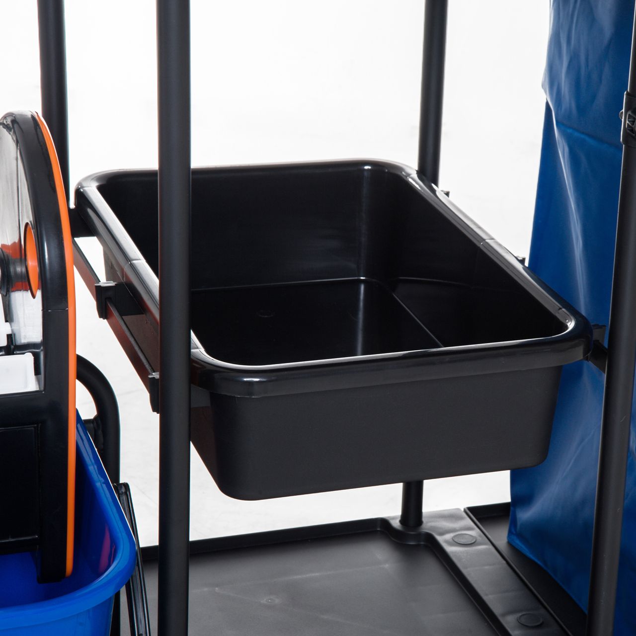 HOMCOM Putzwagen Reinigungswagen Wischwagen Systemwagen mit 4 leichtgängigen Rollen Schwarz Blau Orange 111 × 63,3 × 103 cm