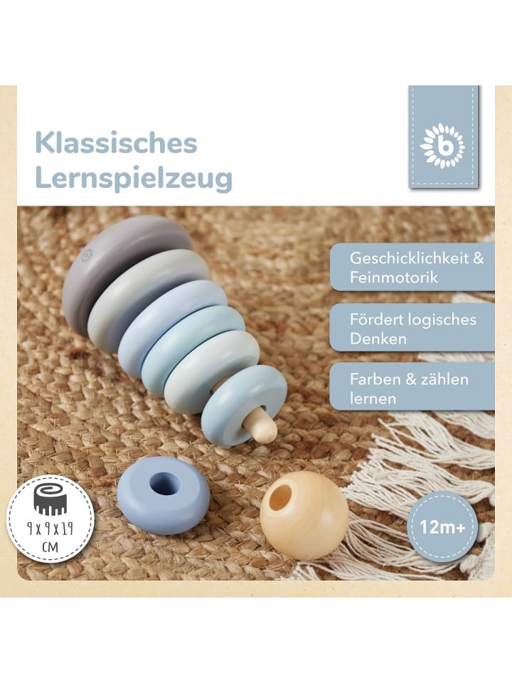 Bieco Spielwaren Stapelturm Holz - ab 12 Monate in Blau günstig kaufen onesize