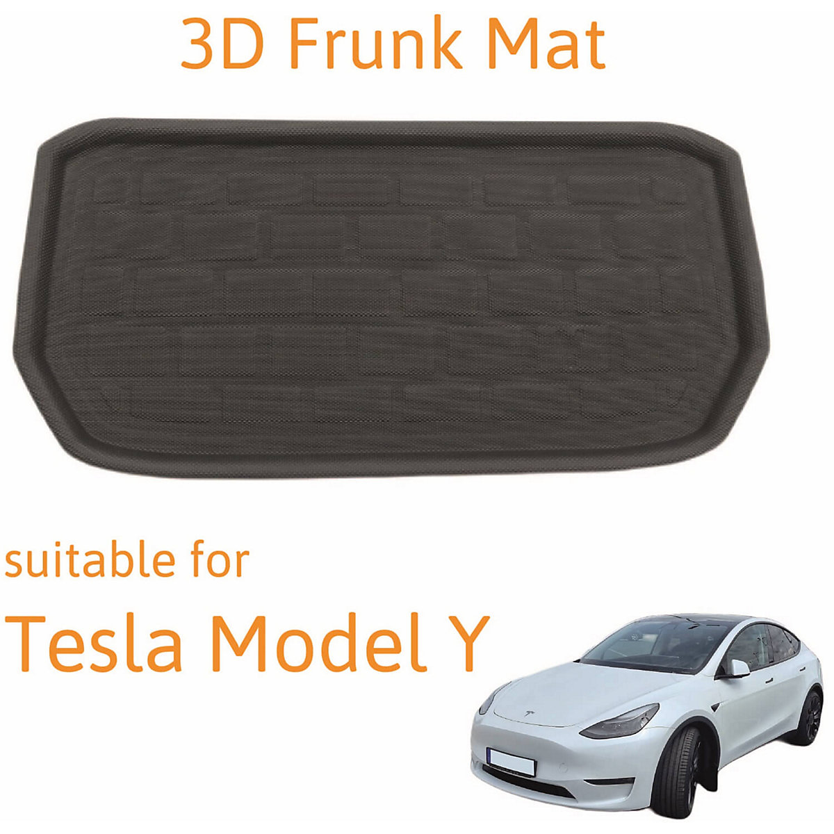 Frunk Front Kofferraummatte für Tesla Model Y / Performance Gummimatten rutschfest wasserfest 3D Frunk Front Kofferraummatte passend für Tesla Model Y / Performance rutschfest