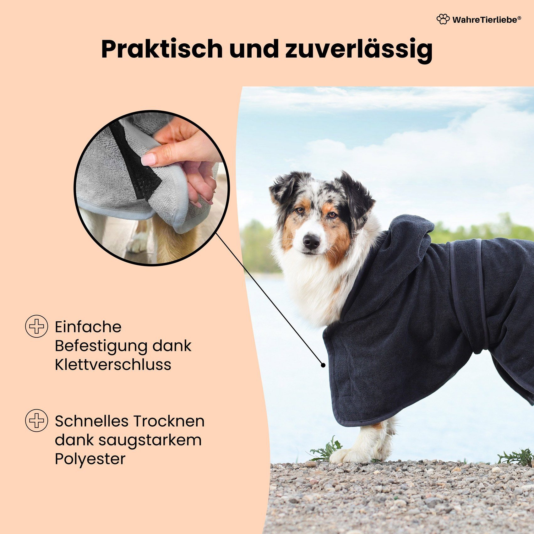 Wahre Tierliebe Hundebademantel Premium Hundebademantel, saugstark und waschbar, In verschiedenen Größen und Farben erhältlich