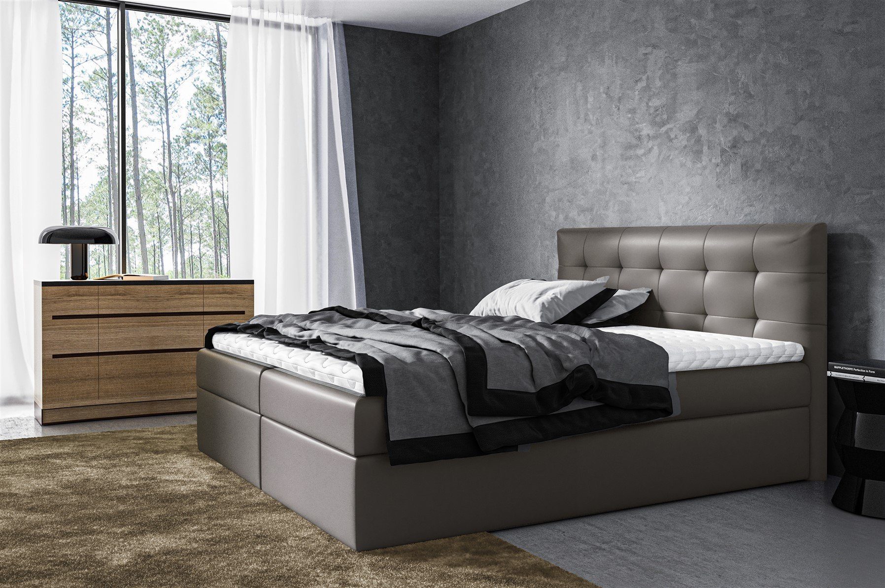 Fun Möbel Boxspringbett Boxspringbett Schlafzimmerbett VIDE XL in Überlänge (inkl. Bettkästen, inkl. Kaltschaumtopper)