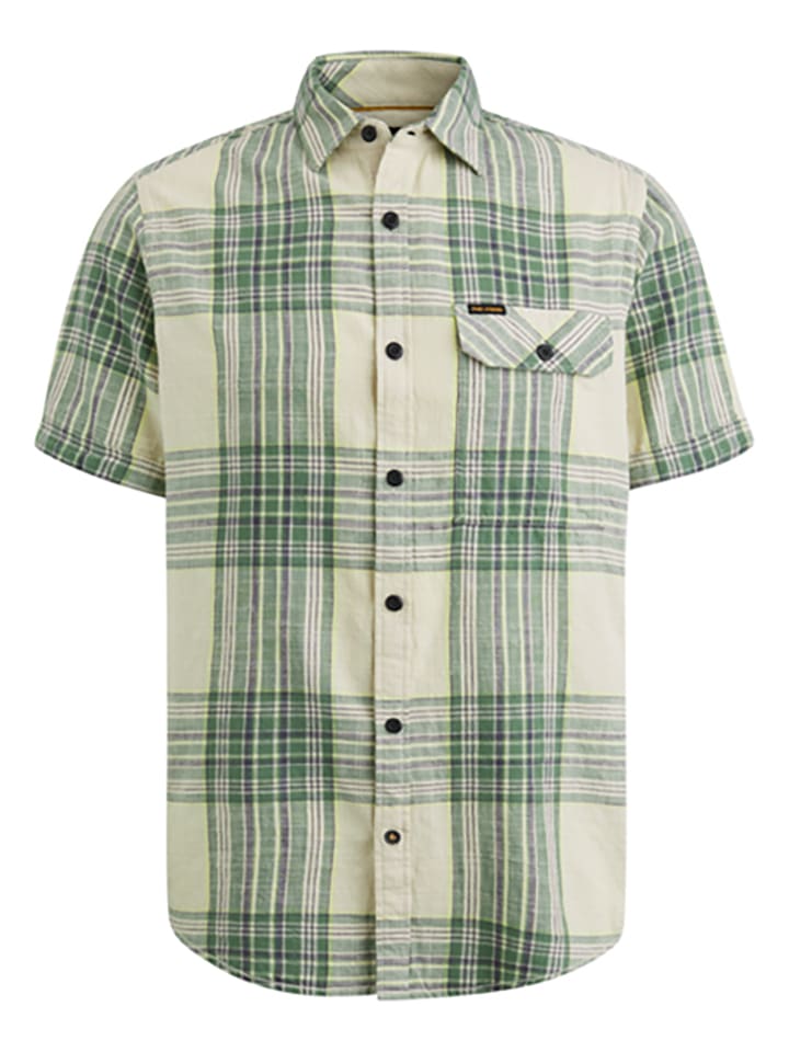 PME Legend Hemd - Regular fit - in Beige/ Grün günstig kaufen