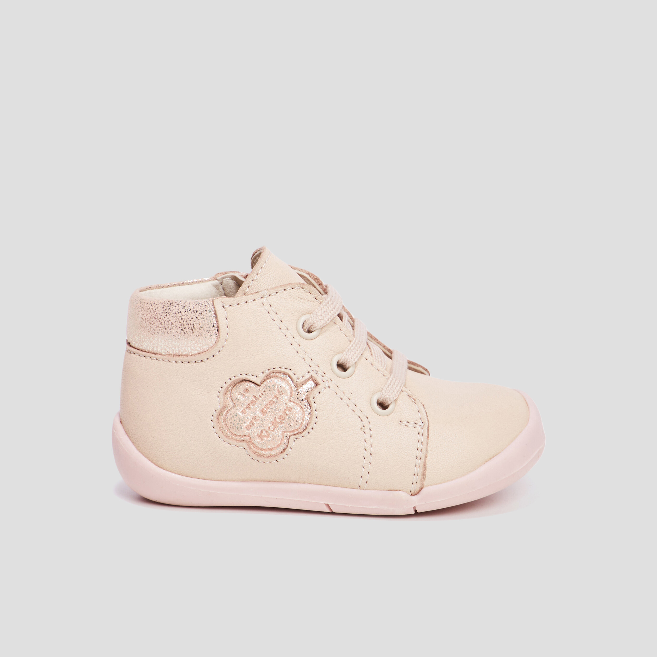 Bottillons en cuir Kickers Waouk rose bébé fille | La Halle