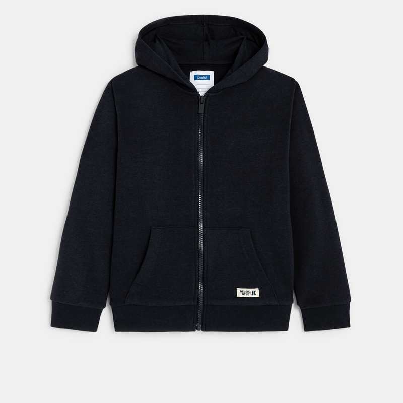 Sweat zippé à capuche bleu garçon
