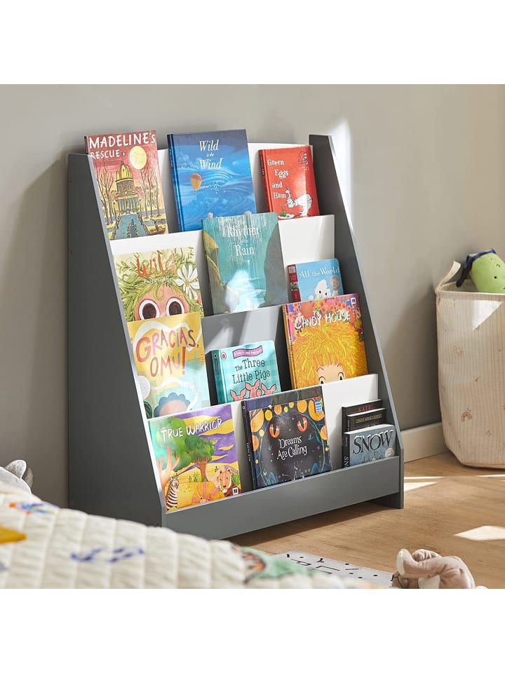 SoBuy Bücherregal in Weiß und Hellgrau - (B)80 x (H)88 x (T)30cm günstig kaufen onesize