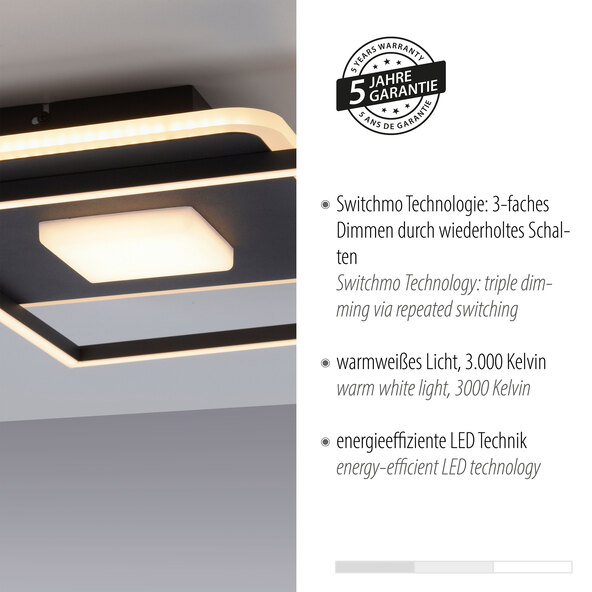 LED-Deckenleuchte Domino, eckig, 45 x 45 cm
