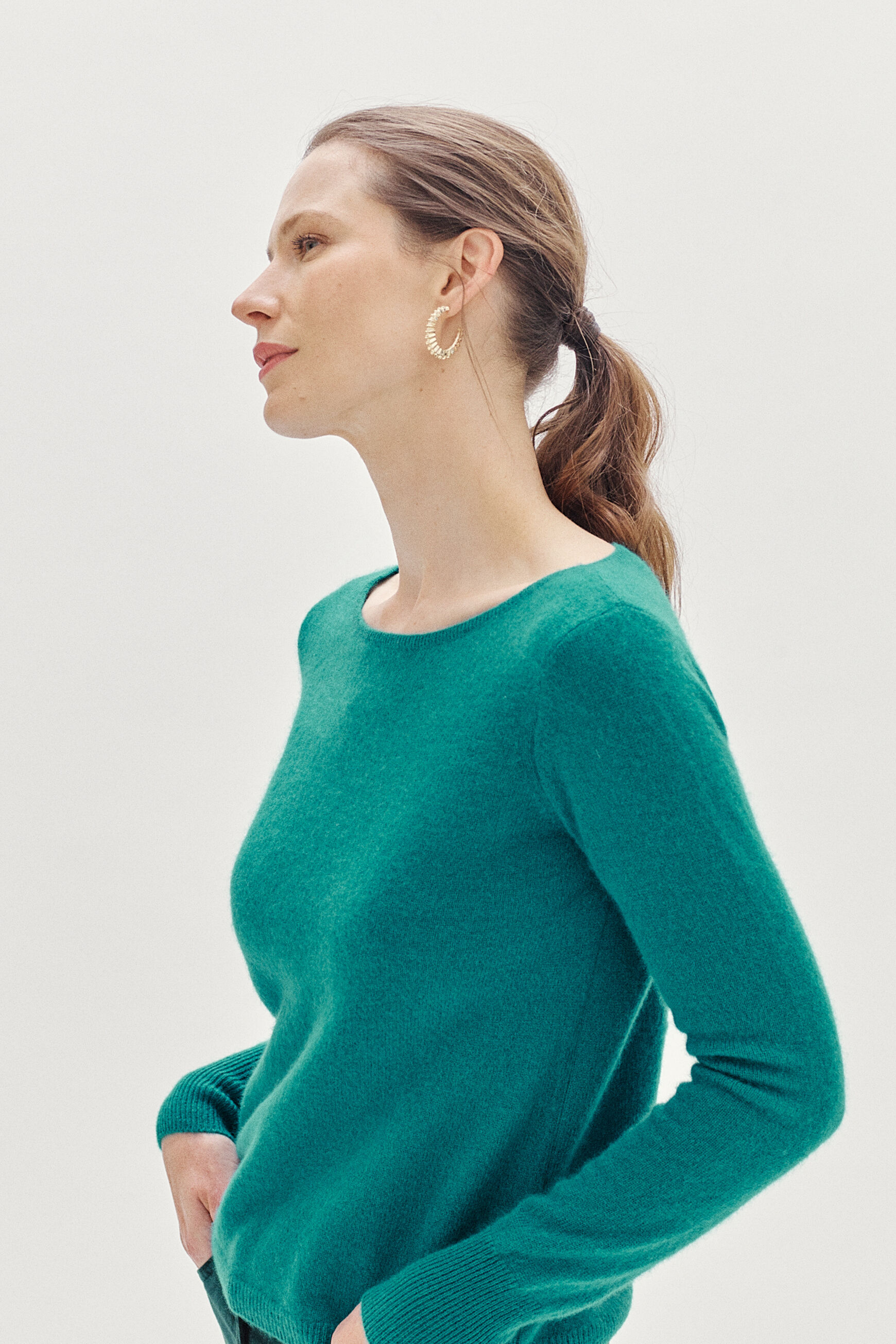 pull zofia 100% cachemire bleu canard femme