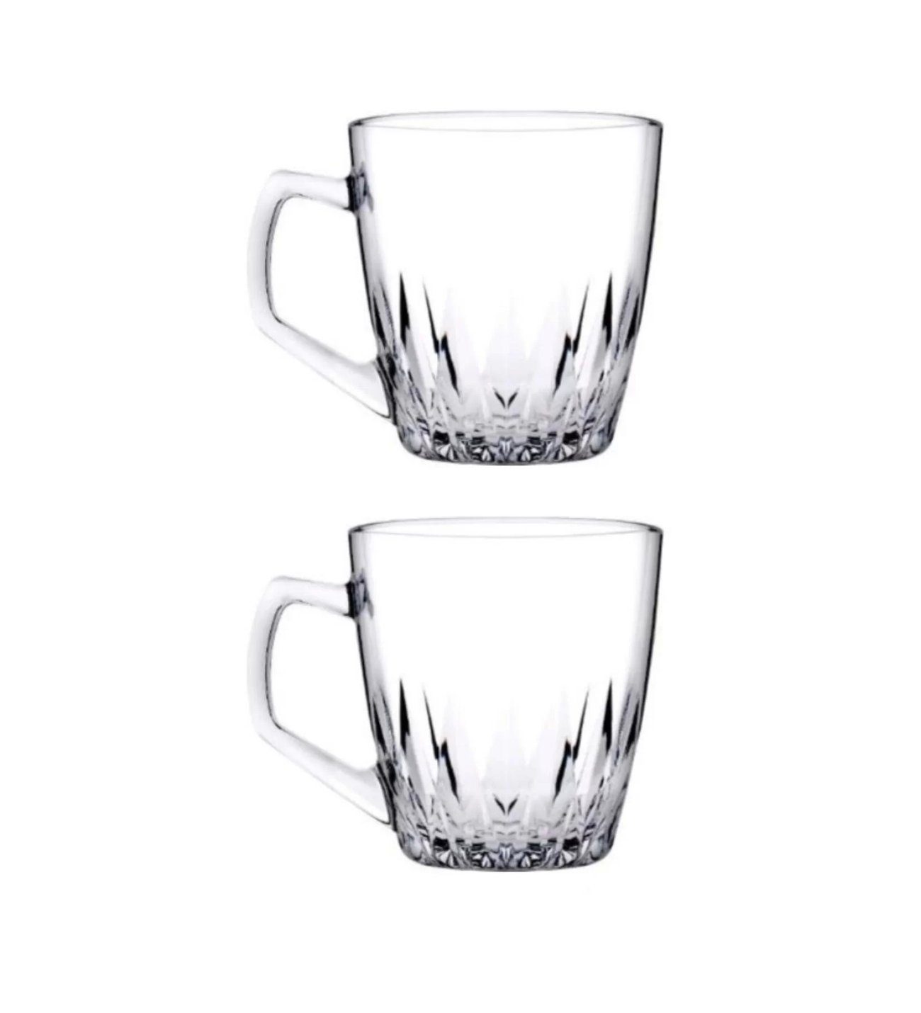Pasabahce Gläser-Set Safir 2er, Glas, Pasabahce Safir 55713 Becher mit Quarzgriff Teeglas Set 2 Teilig