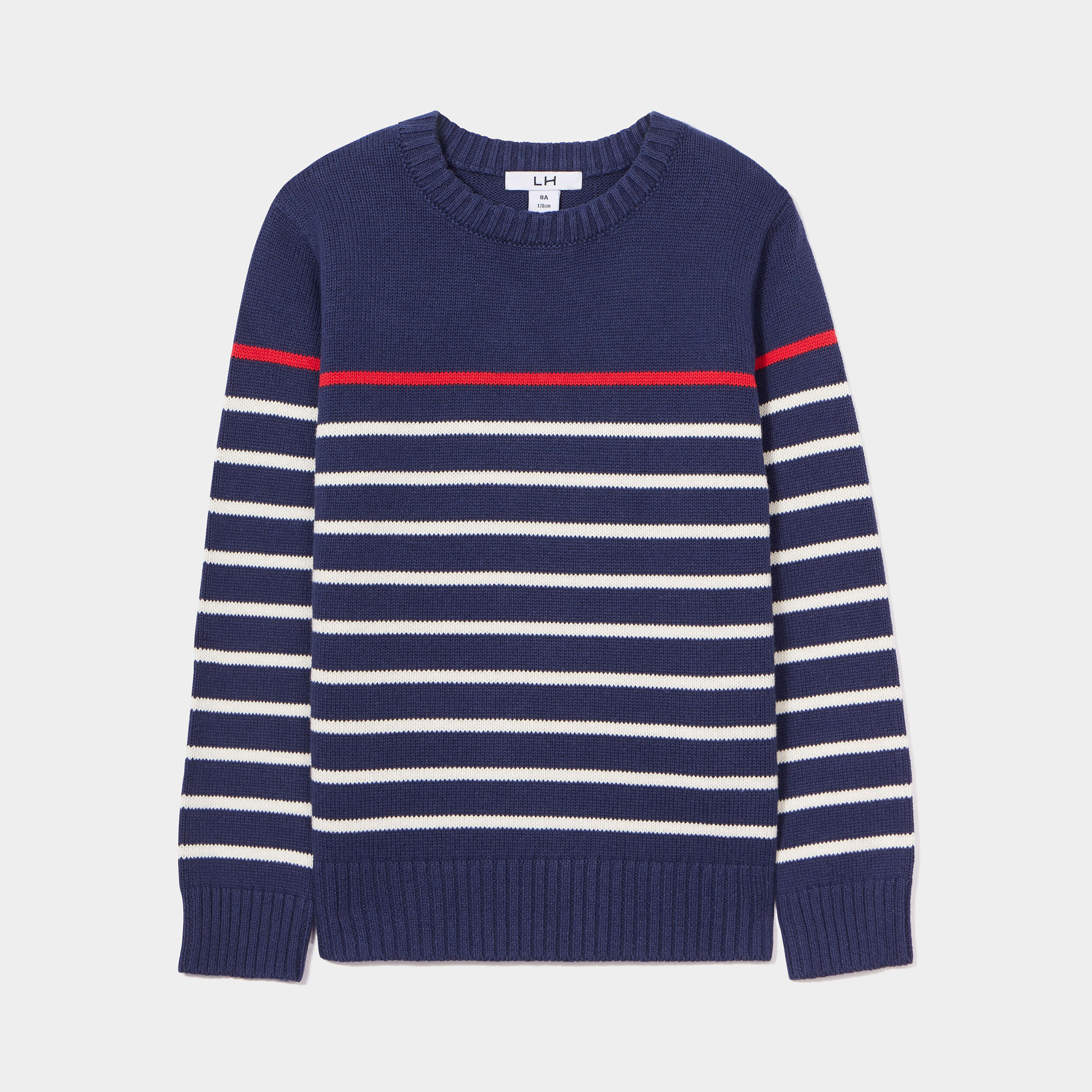 Pull col rond coton manches longues bleu marine garçon | La Halle