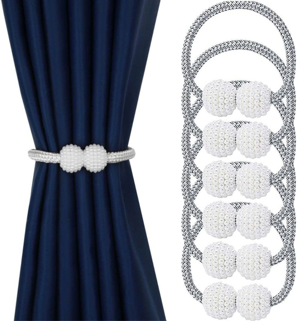 Dekoklammer für Raffhalter 6 Stück Vorhang Raffhalter Zugband Magnetisch, Wunderwelt, (Binder Clips Gardinenhalter, Fur Haus Dekoration Büro (grau), Vorhanghalter Seil Vorhang