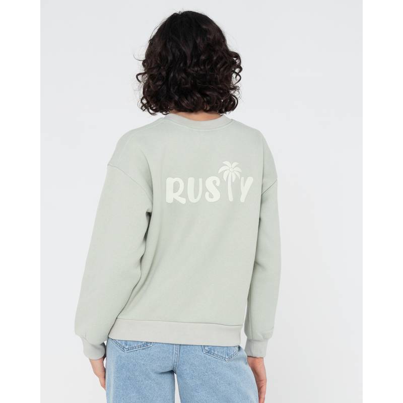 RUSTY RUSTY PALM RELAXED CREW FLEECE Rundhalspullover Damen