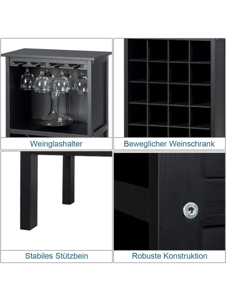 COSTWAY Weinregal für 20 Flaschen in Schwarz günstig kaufen 42 cm