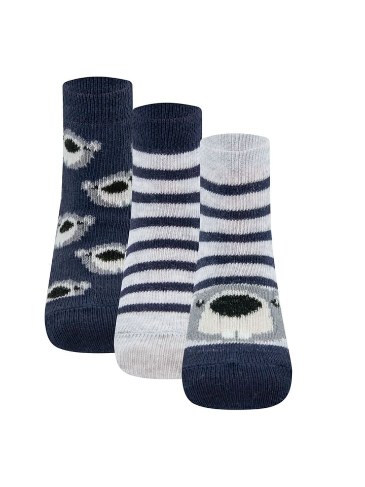 ewers 3er-Set Socken 3er Pack Biber in navy-hellsilber mel. günstig kaufen