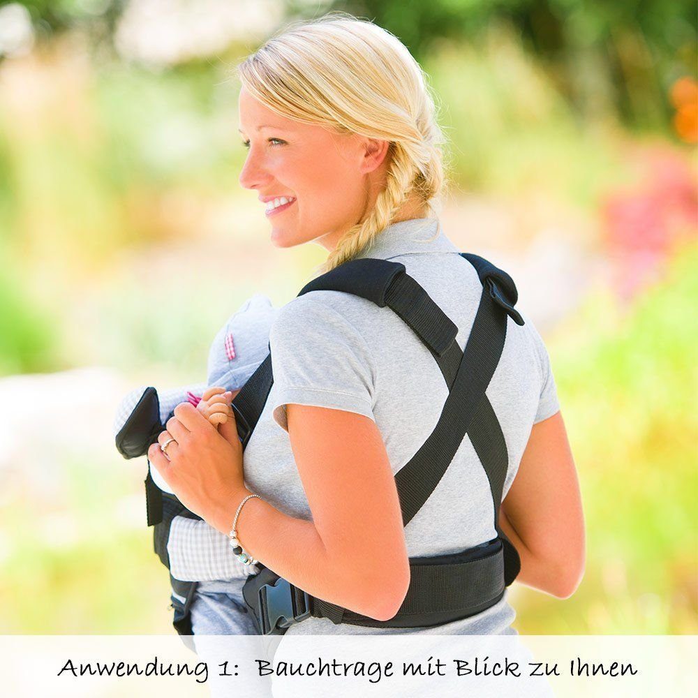 Hauck Babytrage 4-Way Carrier - Black, Ergonomische Bauchtrage für Babys & Kleinkinder ab Geburt bis zu 12 kg