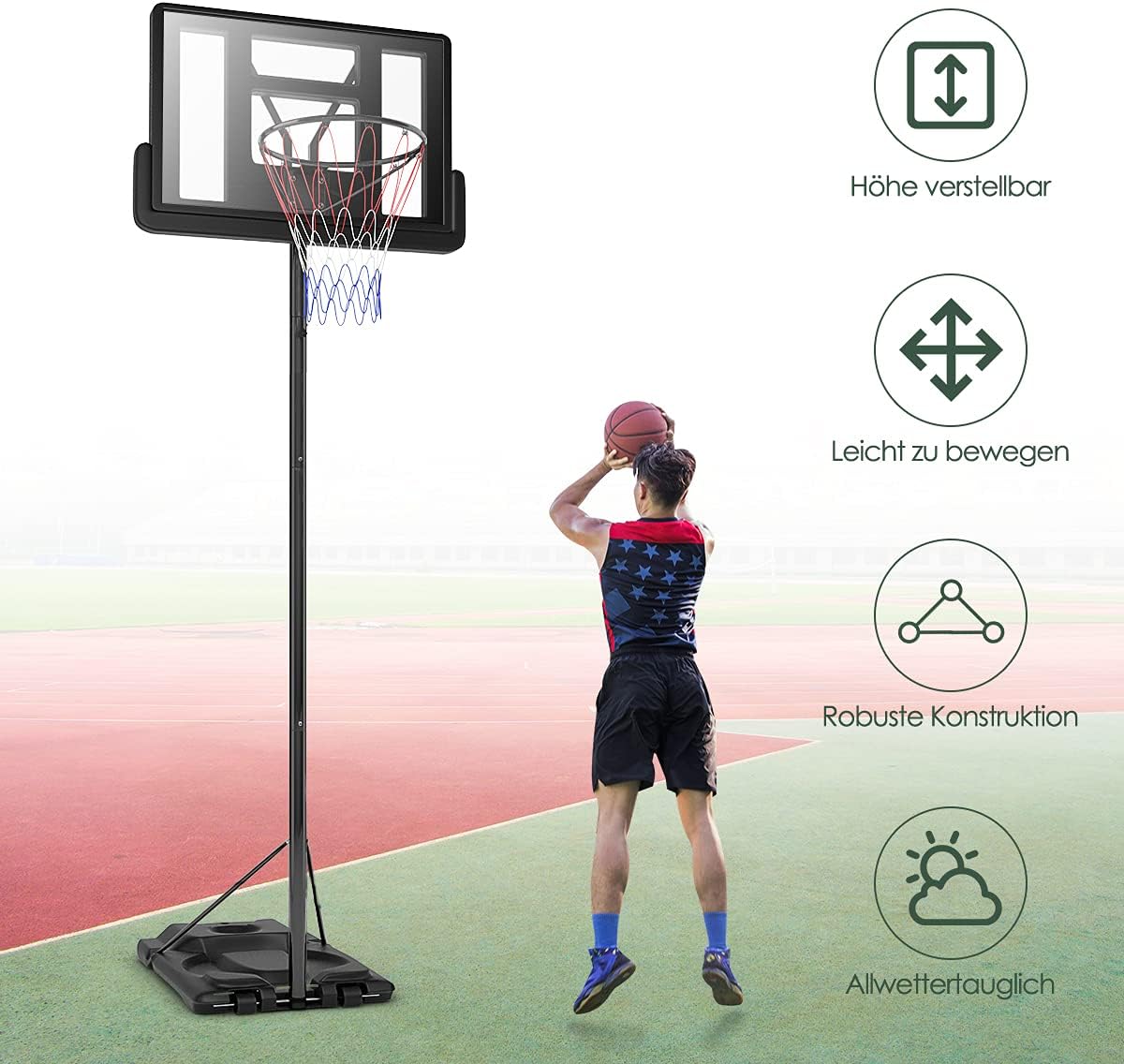 Costway Basketballständer 260-305 cm höhenverstellbar