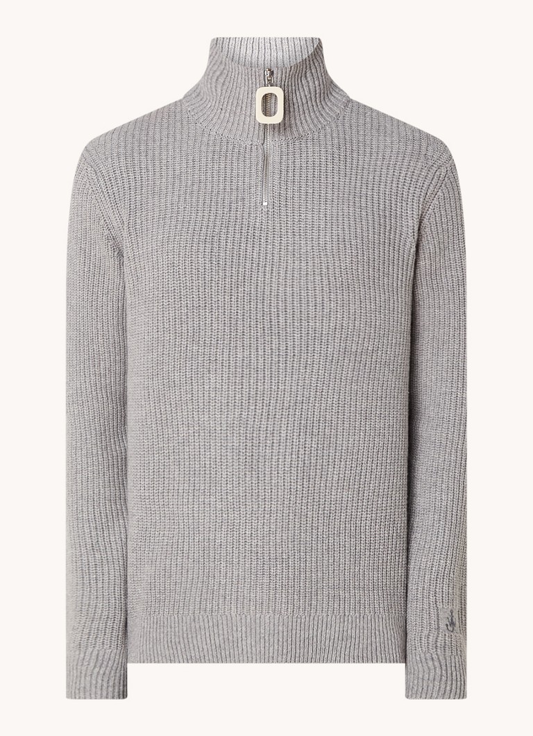Pulover cu fermoar din amestec de lână cu nervuri JW Anderson