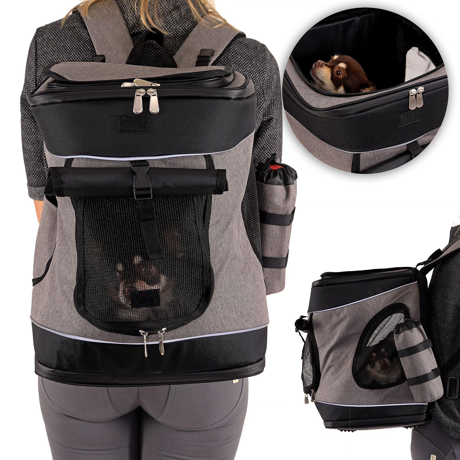 Lionto Tragetaschen Lionto Haustier-Rucksack grau/ schwarz