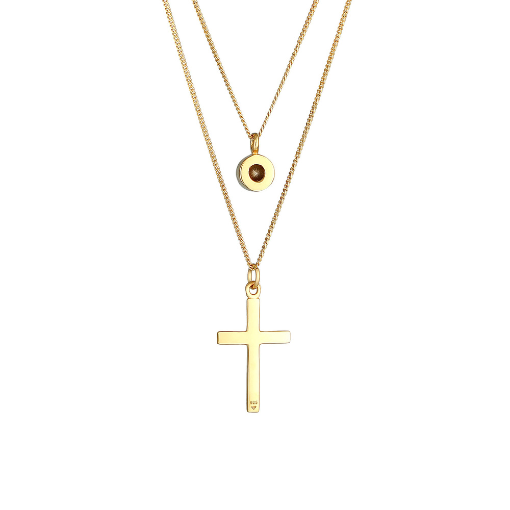 Elli Elli Collier Pendentif Croix à couches pour femmes Blogueur tendance avec cristau collier
