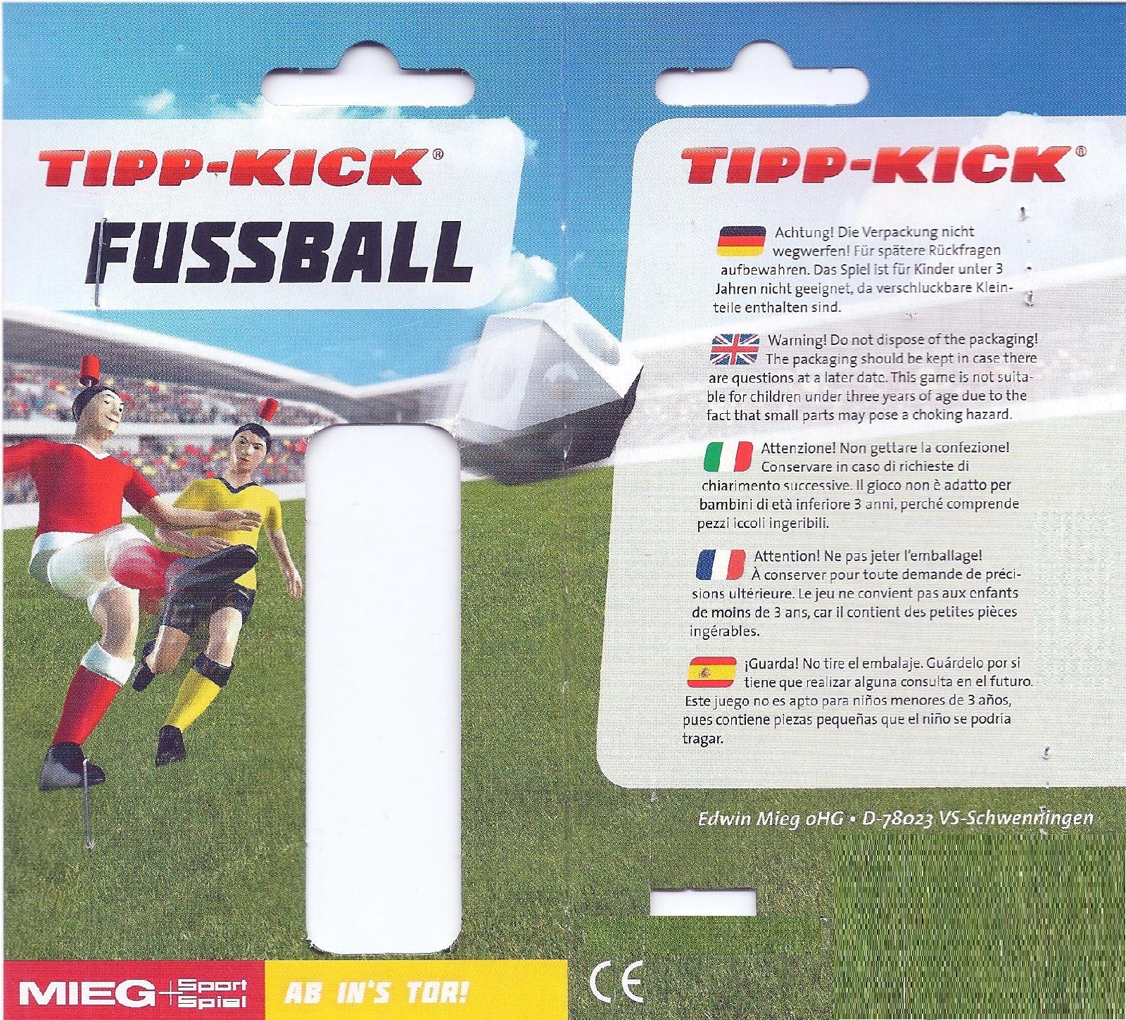 Tipp-Kick Tischfußballspiel Kicker SILBER FARBEN Figur Spieler Tip Kick mit rundem Fuss