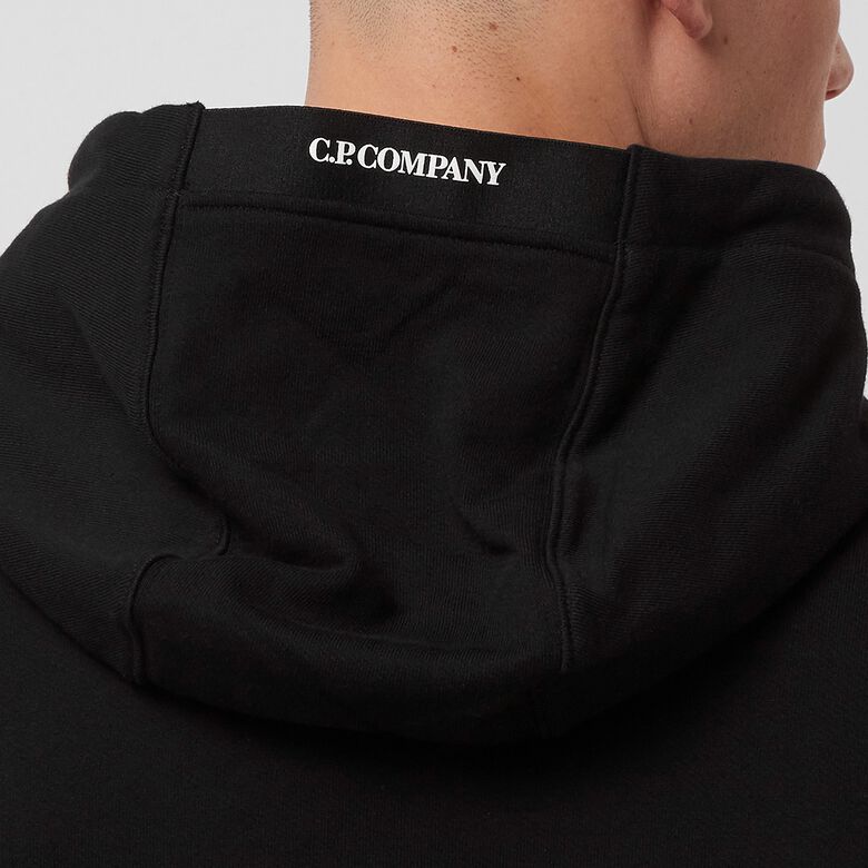 C. P. Company Diagonal Raised Fleece Pullover Hoodie Black