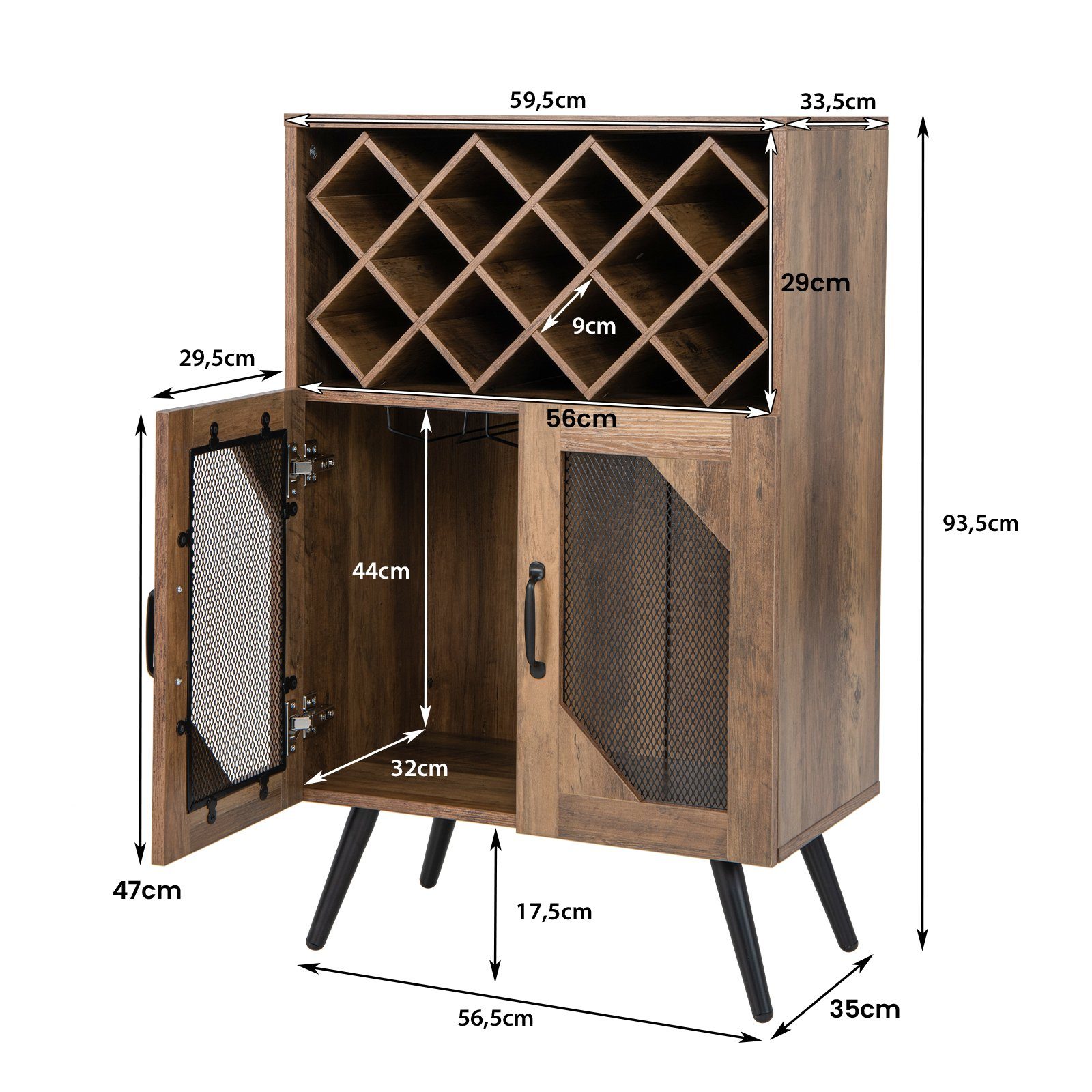 COSTWAY Weinregal, mit abnehmbarem Flaschenregal für 11 Flaschen, Glashalter