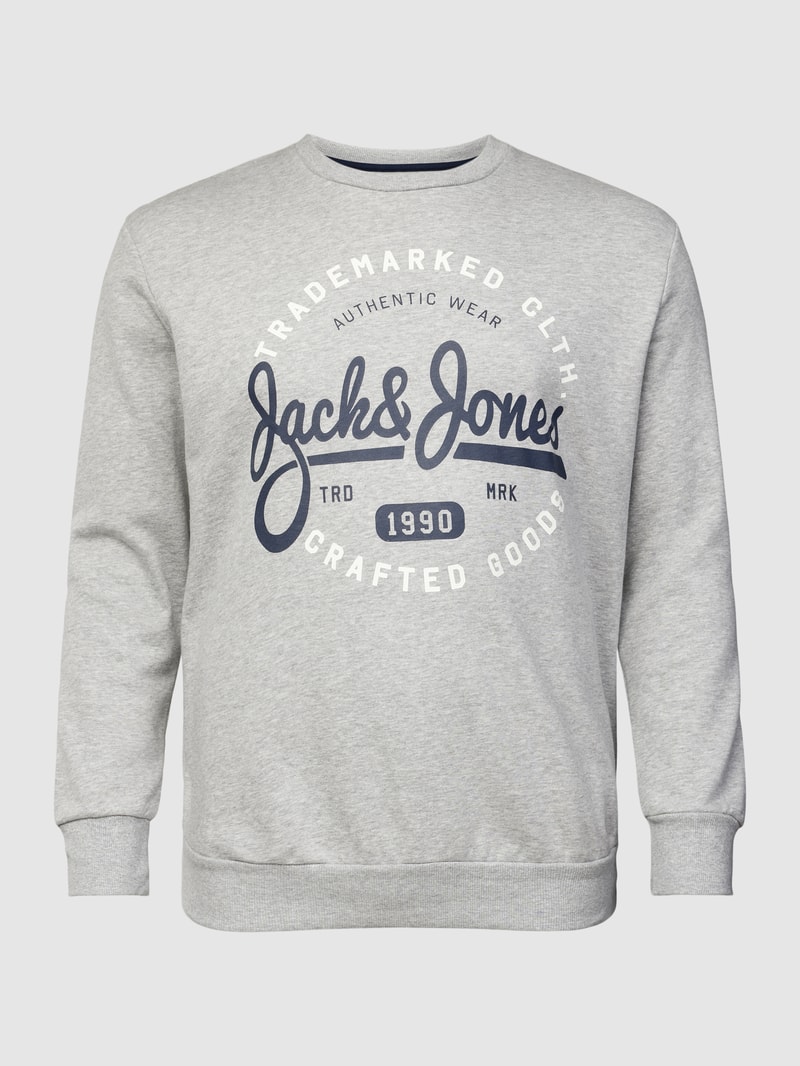 PLUS SIZE Sweatshirt mit Label-Print in hellgrau meliert
